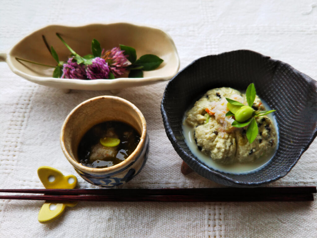 五目豆腐の茶巾レシピ